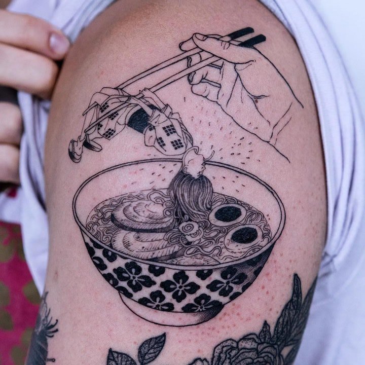 食物拉面纹身   美味而又令人垂涎欲滴的拉面纹身图案