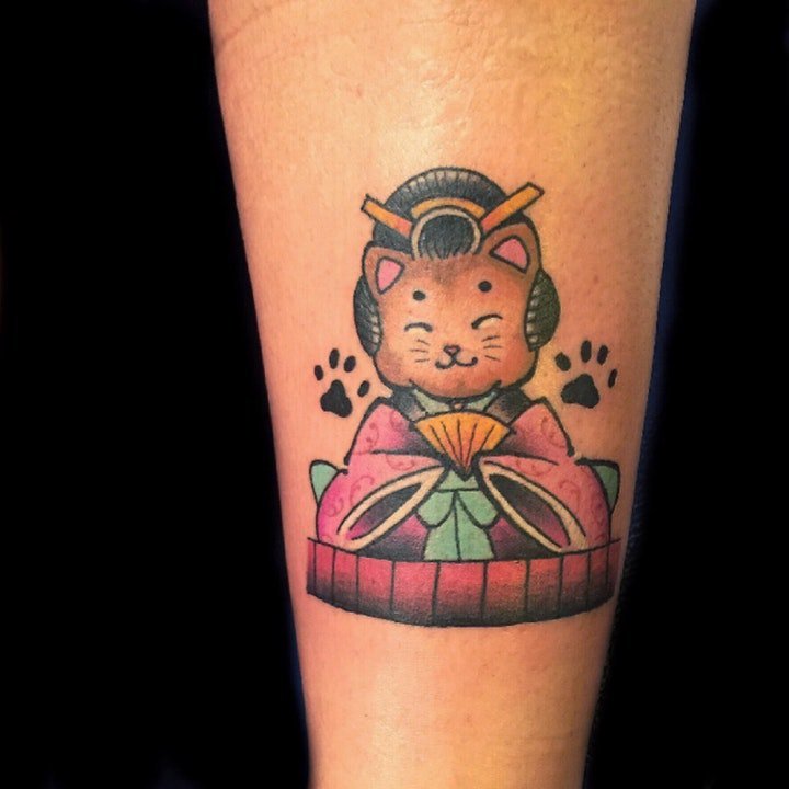 小猫咪纹身图案 卡通和小清新纹身风格的小猫咪纹身图案