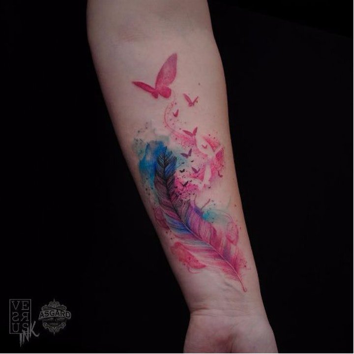 彩色泼墨纹身 10款彩色泼墨纹身动物及人物图案