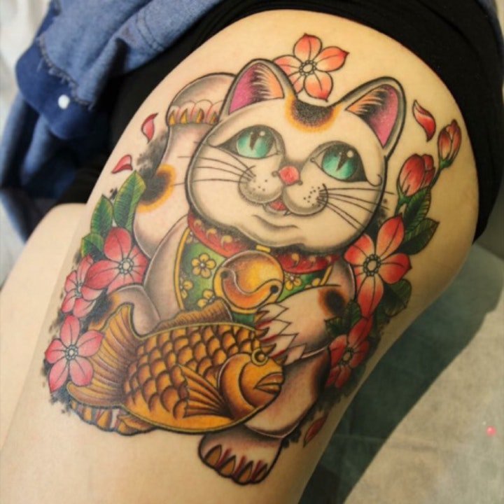 小猫咪纹身图案 卡通和小清新纹身风格的小猫咪纹身图案