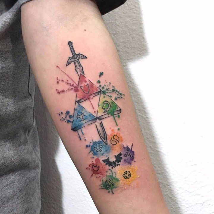 彩色手臂纹身图案 彩色纹身动物与植物的手臂纹身图案
