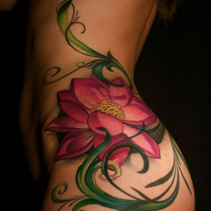 彩色花朵纹身图案 唯美精致的一组彩色花朵纹身图案