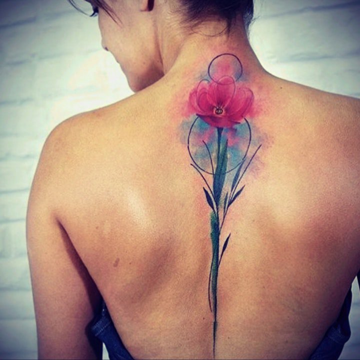 花朵纹身图案 彩绘纹身不同姿态的花朵纹身图案