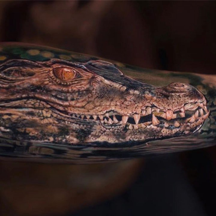 鳄鱼纹身图案  9张凶猛残忍的鳄鱼纹身图案