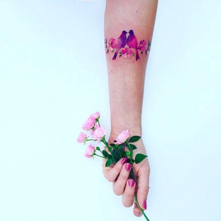 水彩纹身图案 一组十分漂亮的水彩纹身小清新花朵图案