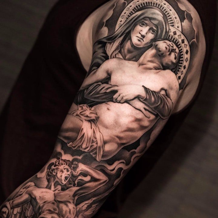 圣母纹身图  万古颂扬的圣母怜子纹身图案