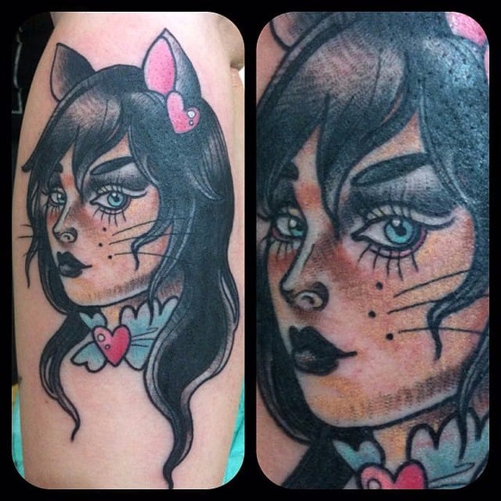 猫女纹身图 9张迷人的猫女主题纹身图案