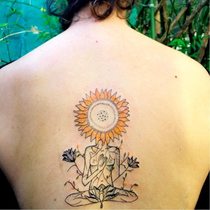 向日葵纹身图 10款彩绘纹身植物漂亮的向日葵纹身图案