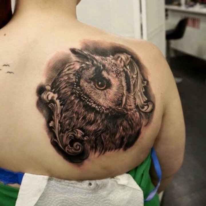 纹身猫头鹰  9张犹如黑暗精灵的猫头鹰纹身图案