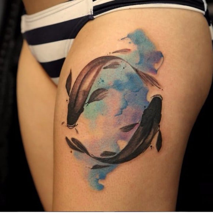 纹身大鱼图  9张活泼而又灵动的鱼纹身图案