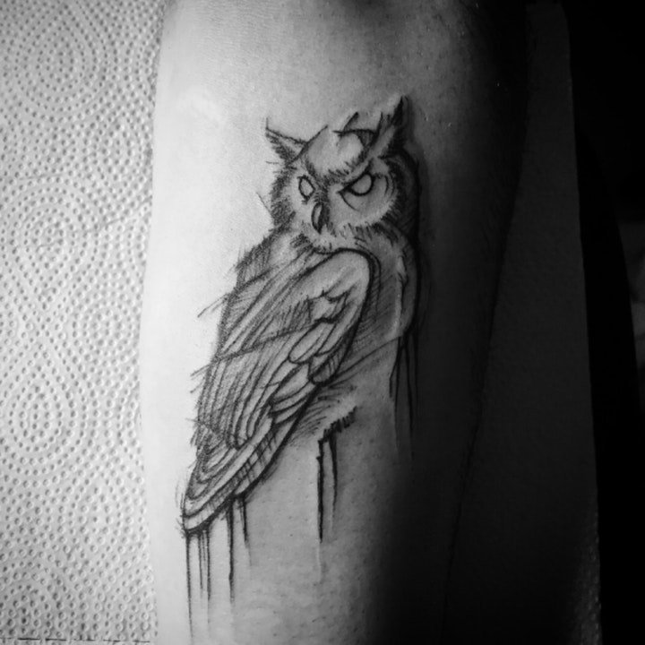 纹身猫头鹰  9张犹如黑暗精灵的猫头鹰纹身图案