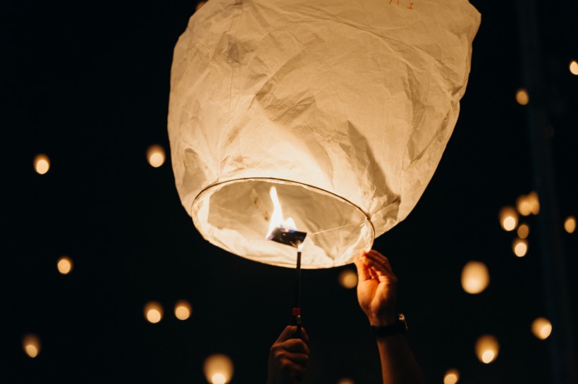 夜空中明亮的孔明灯图片(15张)