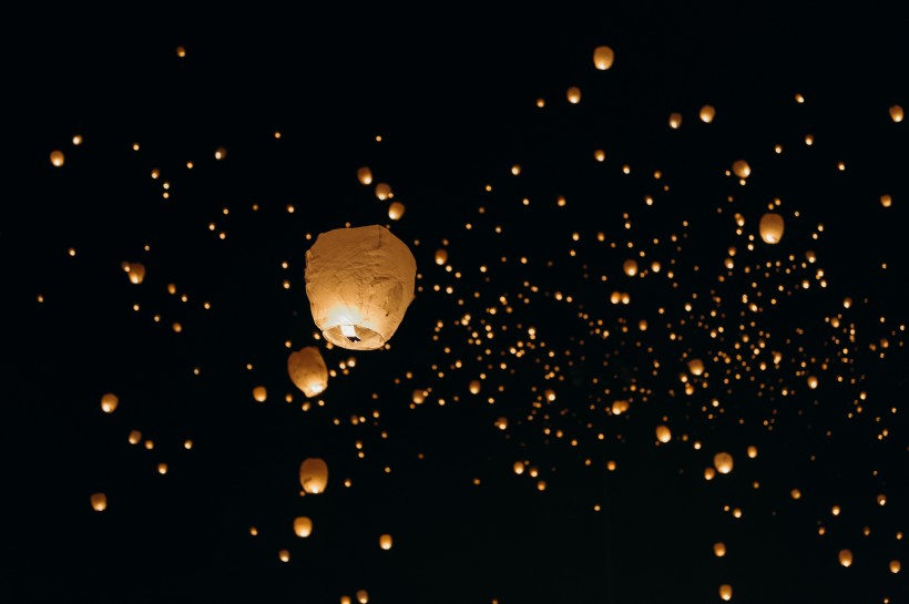 夜空中明亮的孔明灯图片(15张)