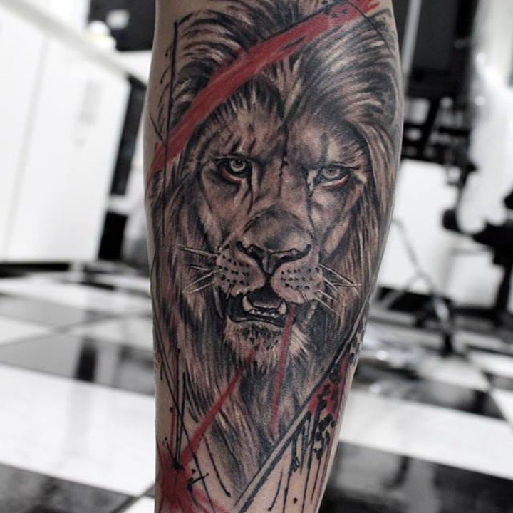 狮子纹身图案  10张百兽之王霸气的狮子纹身图案