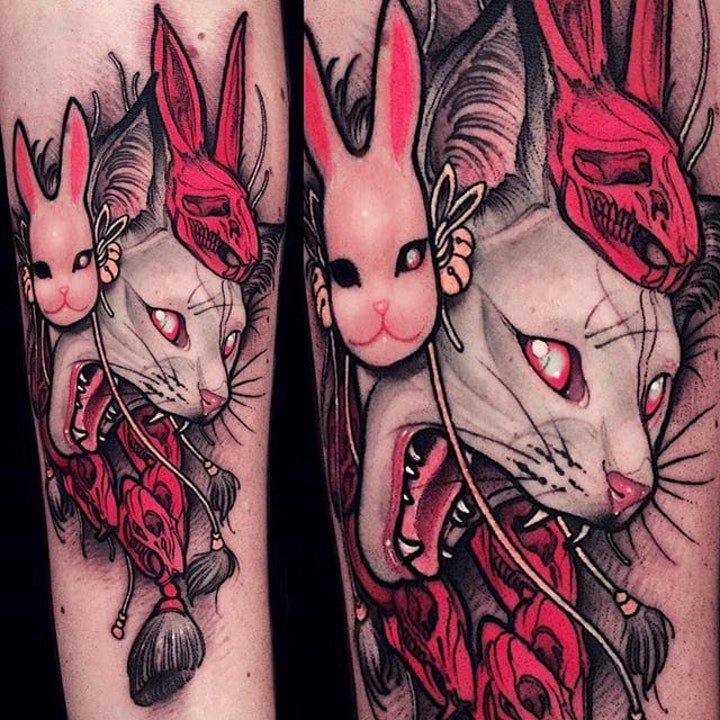 日式纹身图案动物  别致而又奇特的日式白化动物纹身图案
