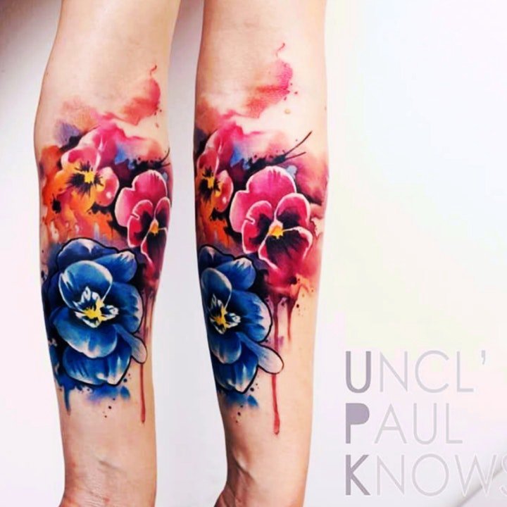 花朵纹身图案 水彩纹身妖艳的花朵纹身图案