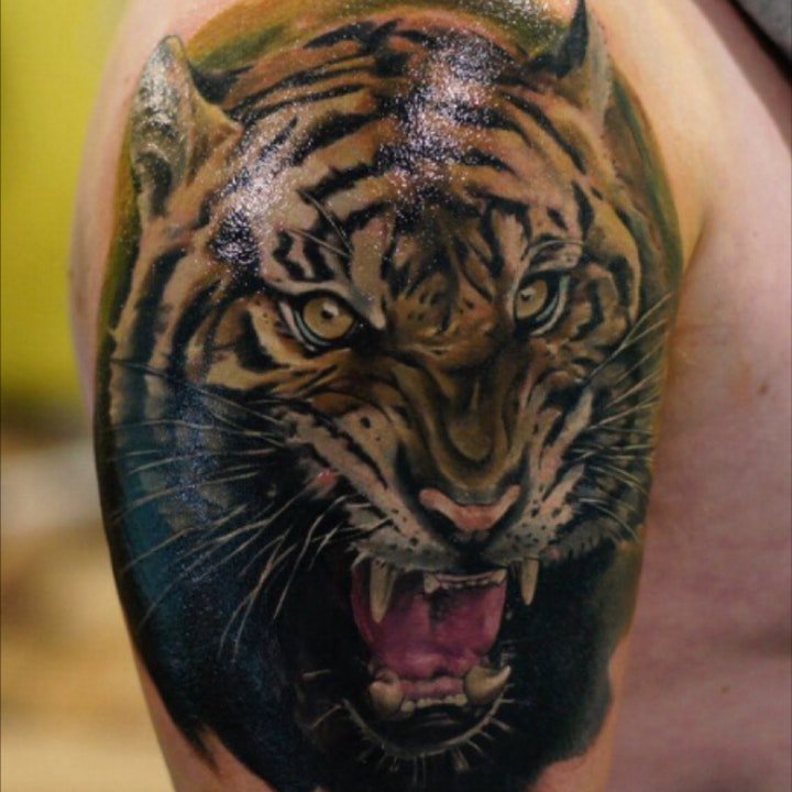 老虎纹身图案-10组表情各异的老虎纹身图