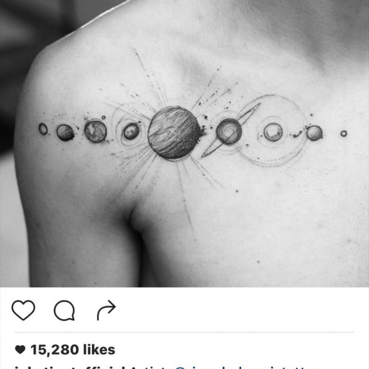 星球 纹身  遥远而又璀璨的星球纹身图案