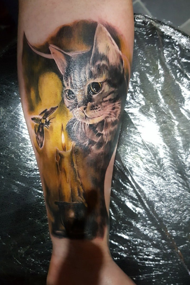 猫的纹身图案   慵懒而又机灵的动物猫纹身图案