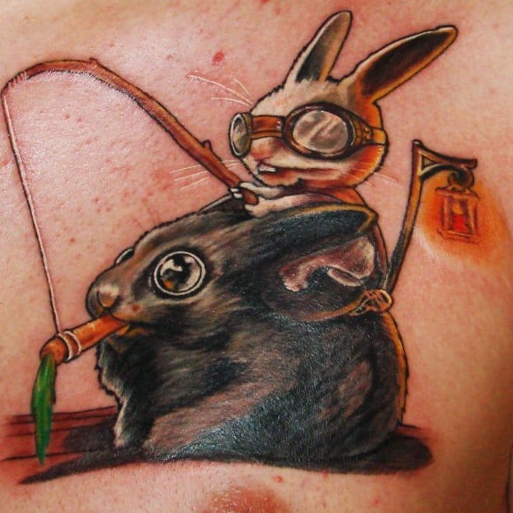 可爱兔子纹身  温顺乖巧的可爱兔子纹身图案