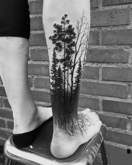 水墨植物图片 水墨风格的一组黑灰植物纹身图片