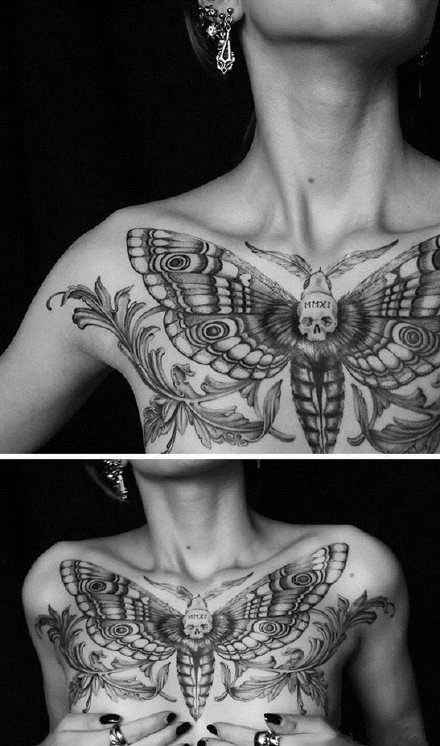 15款好看的胸部花胸纹身图案作品