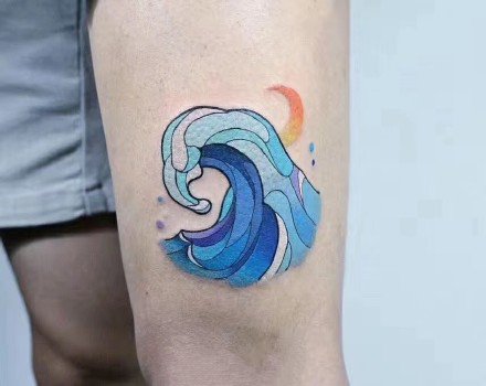 水浪纹身 彩色小清新的一组海浪纹身图片