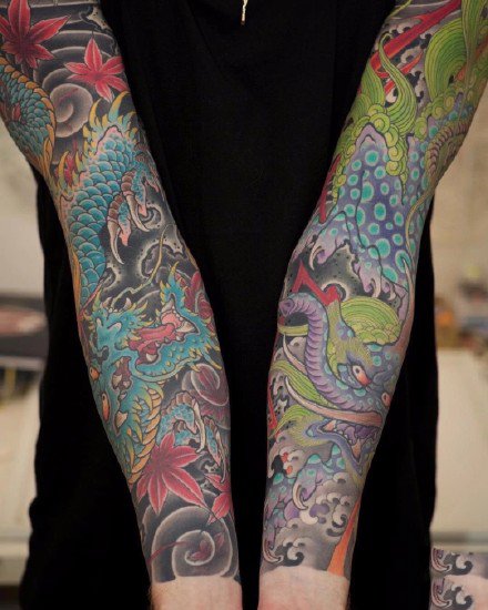 传统纹身图案 27组传统风格的包臂手臂纹身作品图案