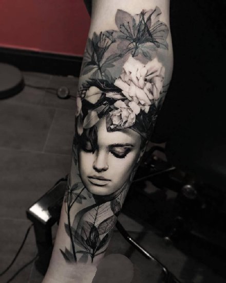 欧美人像纹身 9张欧美写实风格的女郎人物纹身图片
