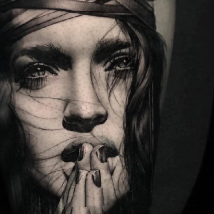 欧美人像纹身 9张欧美写实风格的女郎人物纹身图片