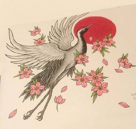 仙鹤纹身 9款传统中国风格的仙鹤纹身图片