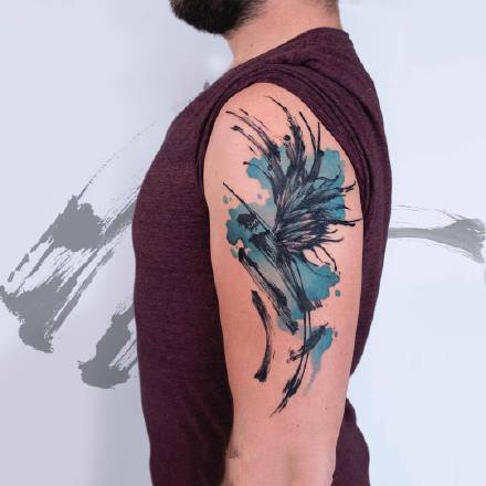 水彩纹身 9款手臂上抽象感觉的水彩风格纹身图案
