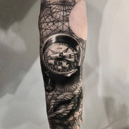 小臂钟表纹身 18款欧美风格包臂钟表纹身图案