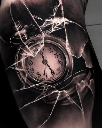 小臂钟表纹身 18款欧美风格包臂钟表纹身图案