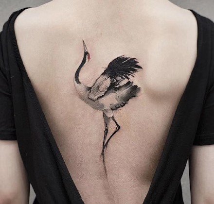 仙鹤纹身 9张水墨中国风的仙鹤纹身图片