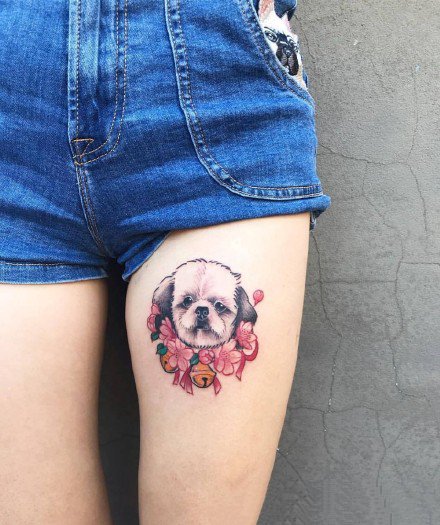 猫狗纹身 可爱小猫小狗主题的一组彩色小纹身图片