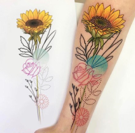 花卉纹身 9款唯美的小清新水彩花朵纹身图片