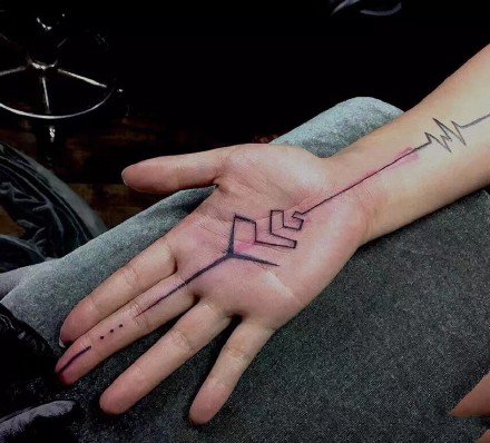 手掌纹身 9张手掌心里的创意线条​纹身图案