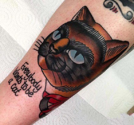oldschool小猫咪纹身 school风格的9款猫主题纹身图片