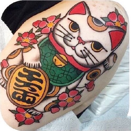 可爱的一组招财猫刺青纹身图片