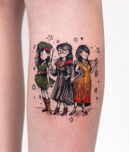 卡通小女生纹身 18张成套的唯美插画小女生纹身图片