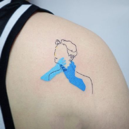 一组忧郁蓝色的抽象小纹身图片