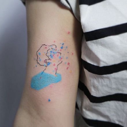 一组忧郁蓝色的抽象小纹身图片