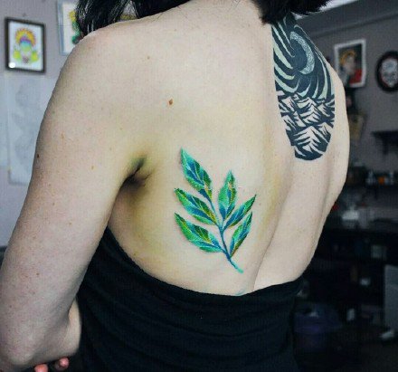 叶子纹身 9张漂亮植物叶子彩色纹身图案
