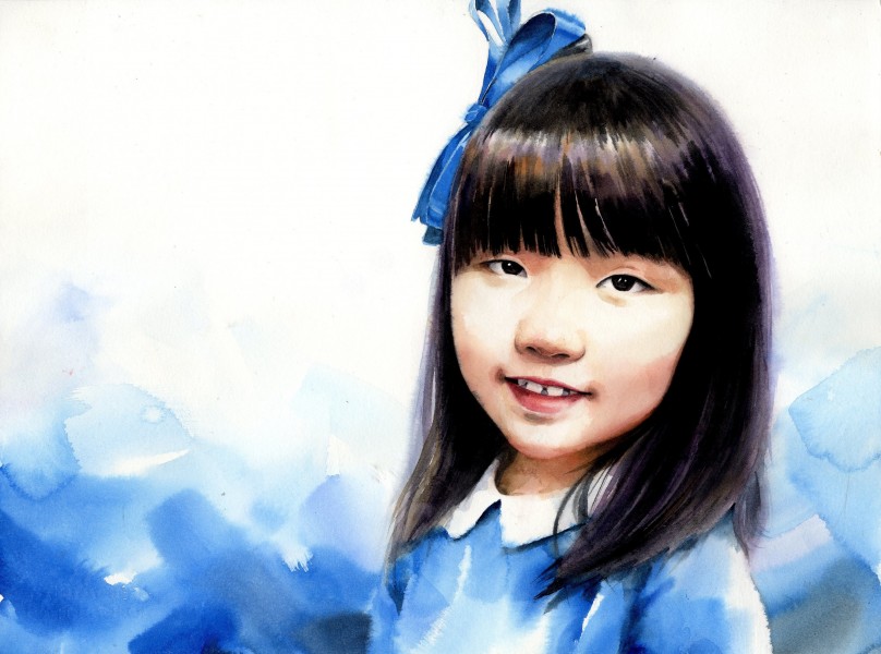 小女孩水彩肖像画图片(11张)