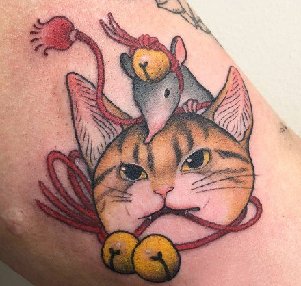 日式风格的一组传统猫纹身图片