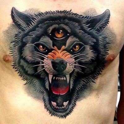 恶狼纹身：9张滴血狼头等凶恶的狼纹身图案