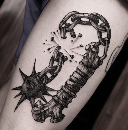 兵器纹身 很帅的一组黑灰武器兵器纹身图案