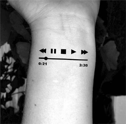 音乐播放暂停符号的一组纹身图片