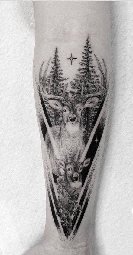 帅气的9张欧美包臂动物点刺纹身图案